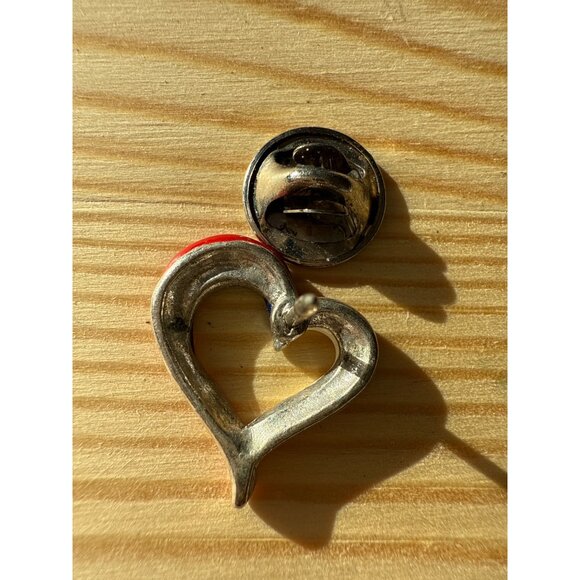 Heart-Shaped Red White Blue Enamel Lapel Pin - Picture 3 of 3